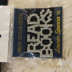 READ BOOKS. book lovers genuine Austrian Crystal embellished pin